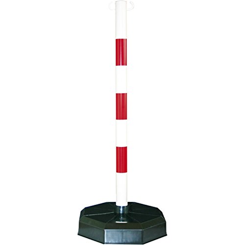 SECOTEC 906030 Kunststoffsperrpfosten, Durchmesser 48 mm, Gewicht 3,85 kg, Fuß 280 x 280 mm, Weiß/Rot von Secotec