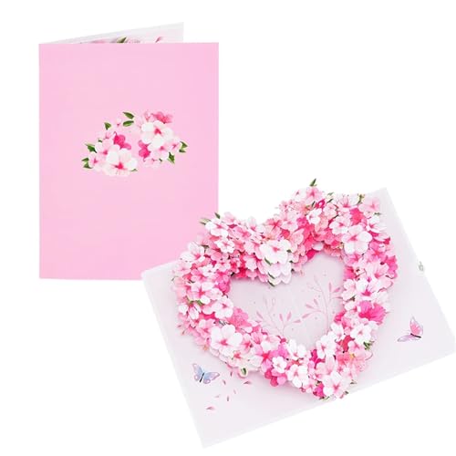 2 Stück Hochzeitseinladungskarte Blumen Geburtstagskarte Blumen Dankeskarte Hochzeitseinladungen Kirschblüten Geschenke for Muttertag Jahrestag Grußkarten(Sakura Love) von SEEHA