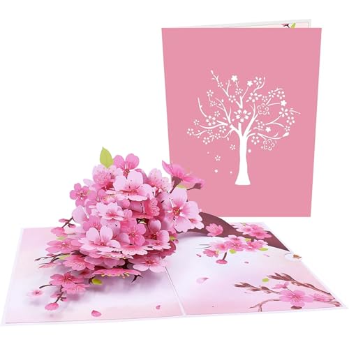 2 Stück Hochzeitseinladungskarte Blumen Geburtstagskarte Blumen Dankeskarte Hochzeitseinladungen Kirschblüten Geschenke for Muttertag Jahrestag Grußkarten(Sakura Tree) von SEEHA