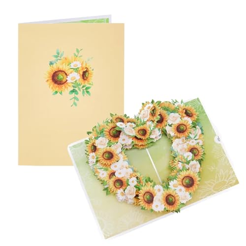 2 Stück Hochzeitseinladungskarte Blumen Geburtstagskarte Blumen Dankeskarte Hochzeitseinladungen Kirschblüten Geschenke for Muttertag Jahrestag Grußkarten(Sunflower Love) von SEEHA