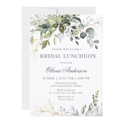 20–100 Stück Hochzeitseinladungskarten, 12,7 x 17,8 cm, personalisierte Hochzeitseinladungskarten aus Papier, individuelle Hochzeitseinladungen for Brautpartys, Aquarell-Hochzeitseinladungen(Design 1, von SEEHA