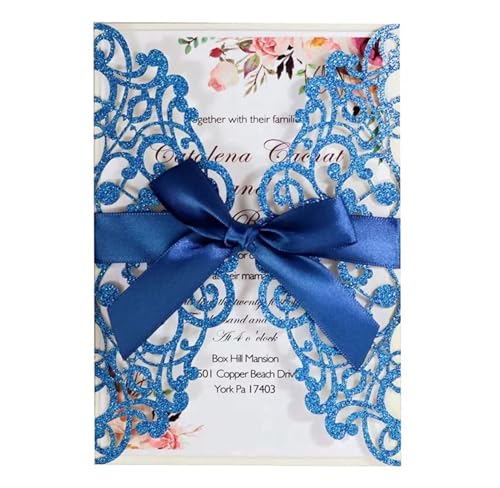 25/50/100 stücke Hochzeitseinladungskarten, personalisierte Weihnachtsgrußkarten Hochzeitseinladungskarten Verlobungs- und Hochzeitsfeierdekoration(Blue,100pcs) von SEEHA