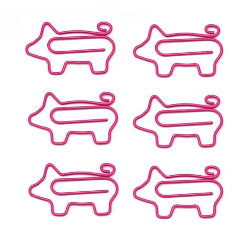 100 Stück niedliche Büroklammern, rosa Schweineform, Metallklammern, kleine Büroklammern, niedliche Cartoon-Tiere, Notizklammern, dekorative Lesezeichen-Clips für Schule, Büro, Zuhause, Papierakten von SEEK RARE