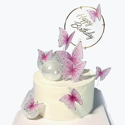 11 Stück rote Schmetterlings-Kuchenaufsätze Happy Birthday Metall Gold Happy Birthday Kuchen Topper Schmetterling Geburtstag Kuchen Dekorationen Kuchen Schmetterling Party Dekorationen von SEERMIA