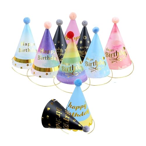 SEFIRST 10 Stück Partyhüten, Kinder Partyhüte Set mit Pompon und Glitzerdetails, Papier Clown Hut Hüte Kindergeburtstag Tröte, Partyhüte Geburtstag Dekoration für Familienfeiern für Erwachsene Kinder von SEFIRST