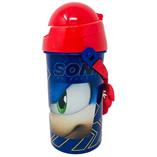 Sonic The Hedgehog Kinderflasche mit Gurt, 500 ml, Sonic El Igel Robot Pop Up, Geschenk für Kinder von SEGA