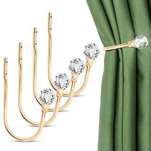Vorhanghalter für die Wand, goldene Vorhang-Raffhalter, Haken, Kristall-Vorhanghalter, 4 Stück, dekorative Vorhanghalter, moderne Vorhänge, für Vorhänge, Zuhause, Büro Vorhanghalter für die Wand, goldene Vorhang-Raffhalter, Haken, Kristall-Vorhanghalter, 4 Stück, dekorative Vorhanghalter, moderne Vorhänge, für Vorhänge, Zuhause, Büro von SEGNAYEN