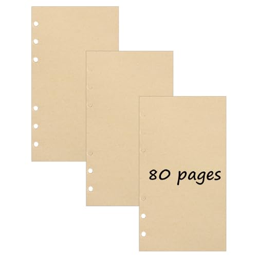 3 Packungen A6 Leeres Kraftpapier Nachfüllpapier, 240 Blätter 6 Löcher Nachfüllpapier Nachfüllbare Refill Paper Nachfülleinlagen für Notizbuch, Tagbuch, Skizze, Malerei von SEIWEI