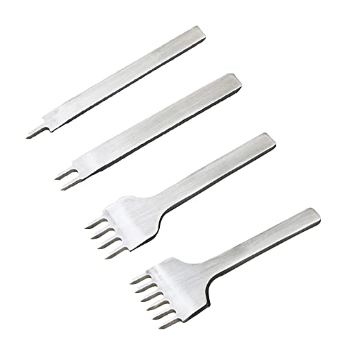 Leder-Schnürmeißel-Set, 4 Stück, 1/2/4/6 Zinken, Stahl, Lederhandwerk, Werkzeug, Reihenlochstanzer für DIY Lederhandwerk – 6 mm von SEIWEI