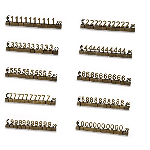 Mini-Würfel-Preisschild, 10 Sets, Preiswürfel, verstellbares 3D-Metall-Preiswürfel-Set für Schmuck, Uhren, Ringe, Shop-Preisanzeige – Bronze/EUR von SEIWEI