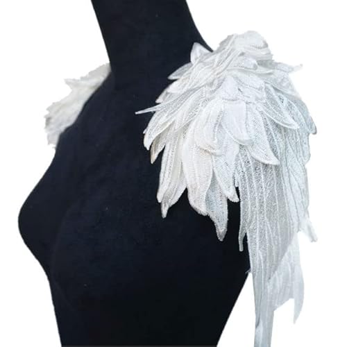 2 Teile/satz Stickerei Engel Flügel Applikation Nähen Blume Kragen Patch Für Hochzeit Party Kleid Braut Kleid Kleidung DIY Handwerk von SELCOA