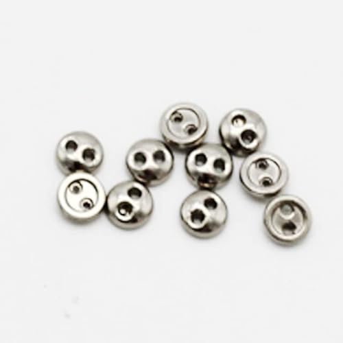 50 Stück 3 mm 4 mm 5 mm Mini-Knöpfe aus Metall, gemischte Farben, runde Brotknöpfe, Puppenknöpfe für 1/12 1/6 DIY- Nähpuppenkleidung von SELCOA