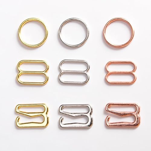 SELCOA 100 Stück 6–20 mm Metall-BH-O-Ringe Schieber Haken Bikini-Anschlüsse Unterwäsche-Gurt-Einstellknöpfe DIY Kleidung Nähzubehör von SELCOA