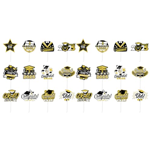 24pcs Cake Dekoration Set Cake Toppers Graduation Cake Accessoires Kuchen Schmuck Für Abschlussfeiern von SELiLe