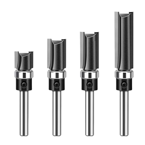 4pcs 1/4 Zoll Vorlagenverkleidungsscharnierhäfen Router Bit Gerade Endmühle Trimmers Reinigen Flush Trim Cutter Tool von SELiLe