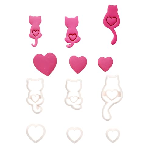 6 Stücke Stilvoller Schmuck Set Mit Kleinen Katzen Clay Cutter Designs Für Valentinstag Und Besondere Anlässe von SELiLe