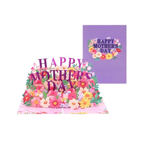 SELiLe 3D Popup Blumen Grußkarte Happy Mother's Day Einladungskarte Mit Umschlag Handgefertigte Bunte Blumen Überraschungskarte von SELiLe