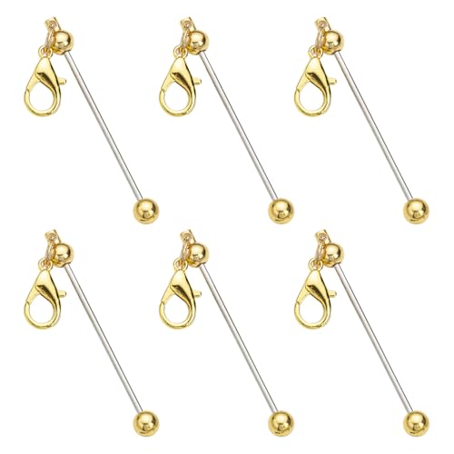 SELiLe Perlen-Schlüsselanhänger, handgefertigt, mit Perlen, blanko, Metall-Schlüsselanhänger für Schmuckherstellung, 6 Stück von SELiLe