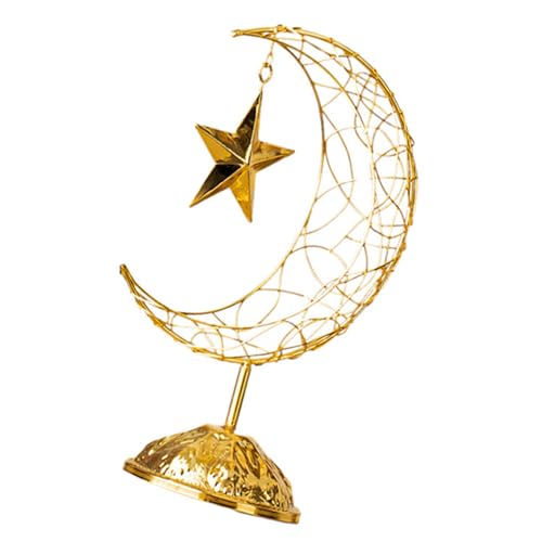 SELiLe Ramadans Eid Tischdekoration Handheld Metal Moon Und Sternverzierung Mit Basis Für Islamik Urlaubszentrum Dekore von SELiLe