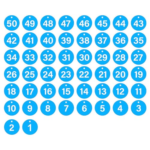 Kunststoff Schlüsselanhänger Zahlen,Schlüsselanhänger Numeriert,Nummernschilder aus Kunststoff,Nummeriert Marke,Zahlenmarken,Kunststoff-ID-Tags,Kennzeichnungsmarken,für Hause,Büros,Hotels,1-50,blau von SEMINISMAR