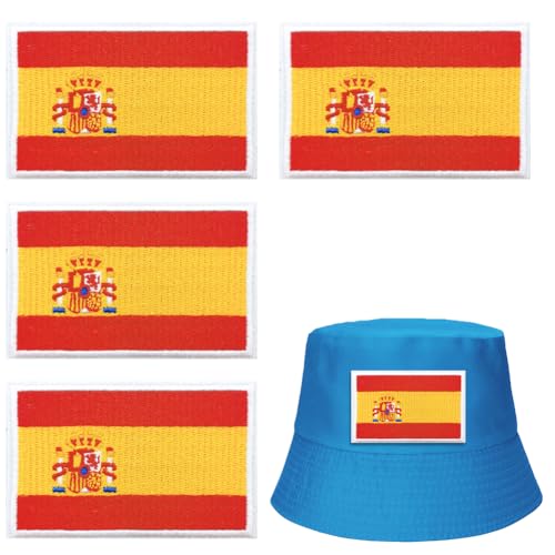 Spanien Flaggen Patch,Taktisch Spanisch Nationales Emblem,Bestickter Aufnäher mit Klettverschluss,Mini Spanisch Flaggen Patch,Gestickt Abzeichen mit Klett Spanisch Applikationen,4 PCS von SEMINISMAR