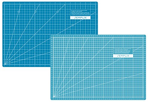 SEMPLIX Selbstheilende Schneidematte A3 in Grün, Rosa, Grau, Türkis, Lila. Ideal fürs Basteln, Nähen und Patchworken. 45x30 Beidseitig Bedruckt. Vorderseite cm, Rückseite inch Bemaßung von SEMPLIX