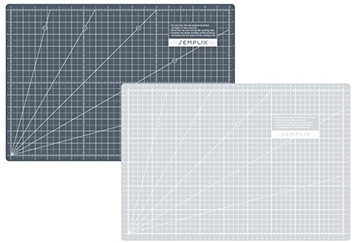 SEMPLIX Selbstheilende Schneidematte A3 in Grün, Rosa, Grau, Türkis, Lila. Ideal fürs Basteln, Nähen und Patchworken. 45x30 Beidseitig Bedruckt. Vorderseite cm, Rückseite inch Bemaßung von SEMPLIX