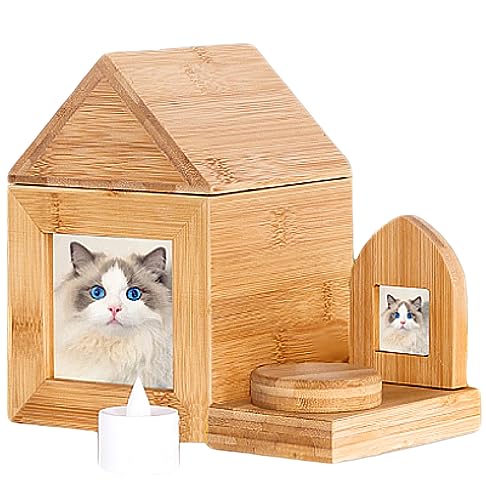 Sencone Holz-Haustier-Urne für Hunde/Katzen, Asche, stabile Beerdigungsbox für Kremierte Asche mit teilbarem Gedenkdenkmal, DIY Ihre personalisierte Erinnerung in 2 Bilderrahmen von SENCONE