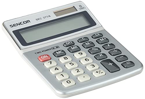 Sencor SEC 377/8 Tischrechner, Großes 8-stelliges LCD-Display, Wurzelberechnung, Prozentrechnung, Unabhängiger 4-Taste-Speicher, calculator, weiss von SENCOR