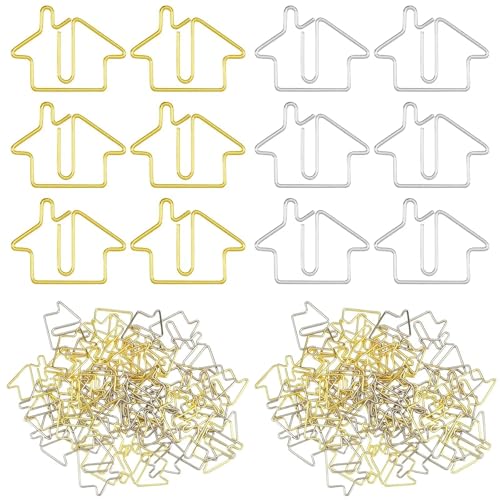 SENIURIS Funny House Büroklammern, Metall-Büroklammern, Lesezeichen, Ordner, Kombi Clips für Agenten, Zuhause, Büro, 100 Stück von SENIURIS