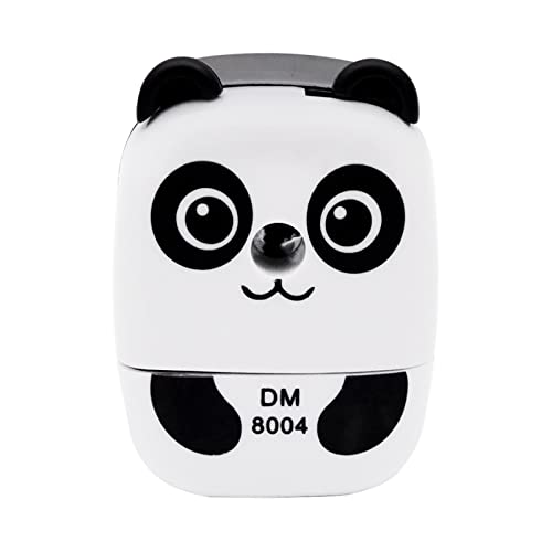 Bleistift spitzer Niedlich Metall Desktop-Bleistift spitzer mit Griff, Cartoon Tier Bleistift spitzer für Kinder Student Office School Student (Dark Circles Panda, 1 Pack) von SENRISE