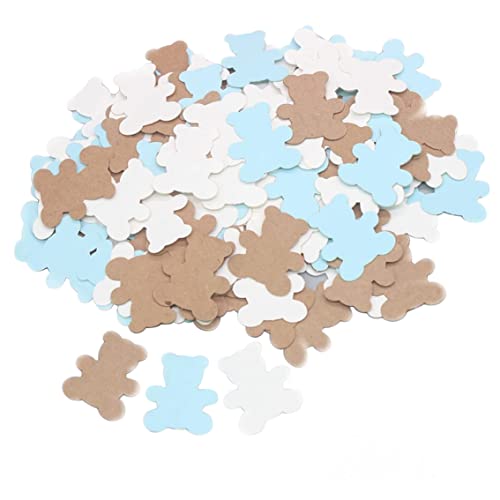 Party Confetti Happy Birthday Confetti Kraft Brown Teddy Bear Baby Shower Paper Confetti for Birthday Woodland Party Decoration Blue 300PCS von SENRN