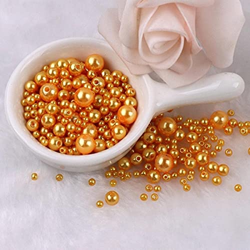 3-8mm Viele Farben ABS Imitationsperlen Runde Perlen Mit Löchern DIY Armband Ohrringe Charms Nähen Perlen Halskette Schmuckherstellung-Gold Gelb,5mm 120pcs von SEOLQX