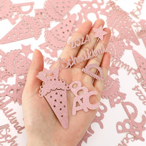 SEPGLITTER 100 Stück Deko Einschulung Mädchen, Streudeko Einschulung, Schulkind Konfetti Glitzer Rosegold, Deko Schulanfang für Einschulung Party Dekoration Mädchen Jungen von SEPGLITTER