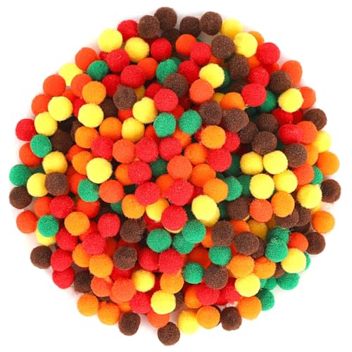 SEPGLITTER Herbst-Pom-Poms-Bälle, 1000 Stück orange-braune Pom-Poms zum Basteln, Basteln, DIY, Herbst-Thanksgiving-Party-Dekorationen (6 Farben, 1 cm) von SEPGLITTER