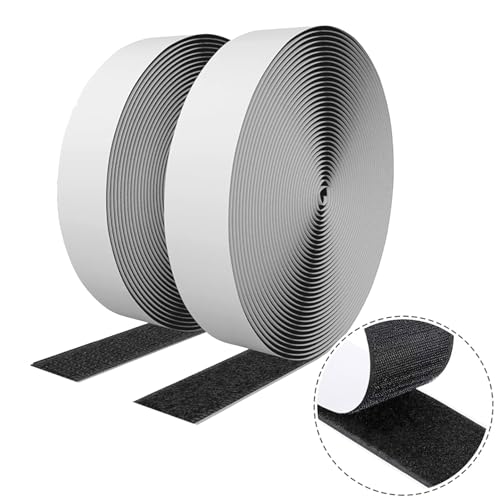 SERKER Klettband Selbstklebend Self-Adhesive Ultra Strong Double-Sided Velcro Tape, 10m20mm Velcro Nylon Buckle Strap and Hook Strap set Combination (Black) von SERKER