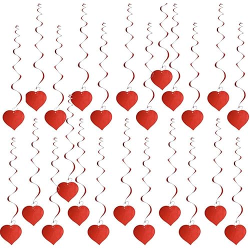 SERWOO (L: 83cm) 24 Stück Herz Girlande Hochzeit hängende Spirale Girlande Banner Hochzeitsdeko Partydeko Deckenhänger Girlande Rot für Hochzeit Party Geburtstag Valentinstag Willkommen Zuhause Deko von SERWOO