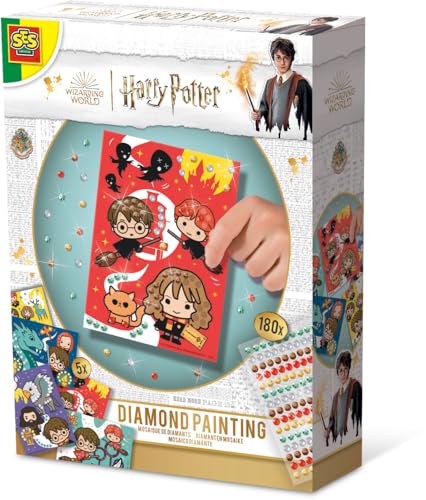 SES Creative 09342 Harry Potter Diamond Painting für Kinder, inklusive 180 Diamant-Punkt-Aufklebern und 5 Harry Potter-Mosaikkarten von SES Creative