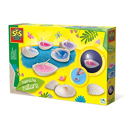 SES Creative 14033 - Muschelkerzen - Inspired by nature, Bastelpaket für Kinder, Kerzenwachs, das schmilzt und in die Muscheln gegossen wird, diverese Farben von SES Creative