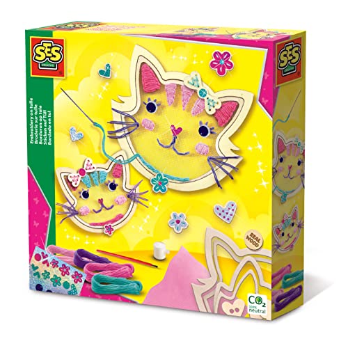 SES Creative 14135 Katze Sticken auf Tüll, Rosa von SES Creative