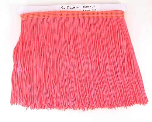 SEW TRENDS 2 Yards of 30,5 cm Long Chainette Fransen Thread Garn Quaste Trim Braid Fransen zum Basteln Nähen und Dekorieren - Neon Fuchsia Lachs Pink von SEW TRENDS