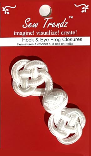 SEW TRENDZ Frogs Closures Chinesischer Knopfhaken und Ösenverschluss, weiß, runde Kordel, Pessimentry-4753WHT von SEW TRENDZ