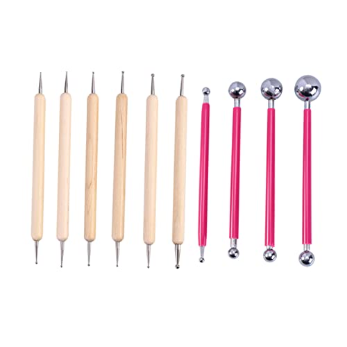 10-Teiliges Set Dot-Painting-Kit Stiftwerkzeuge zum Malen Punktierungswerkzeuge für Töpferwaren punktmalerei werkzeug polymer clay tools Prägewerkzeuge Ball-Stylus-Werkzeuge Bambus SEWACC von SEWACC