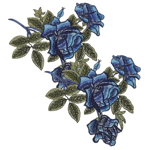 SEWACC 1 Paar Stickerei-reparatur-stickerei Abzeichen Annähen Patches Zum Aufnähen Patches Nähen Applikationen Patches Aufnäher Mit Blumenstickerei Aufnäher Basteln Polyester Blue von SEWACC