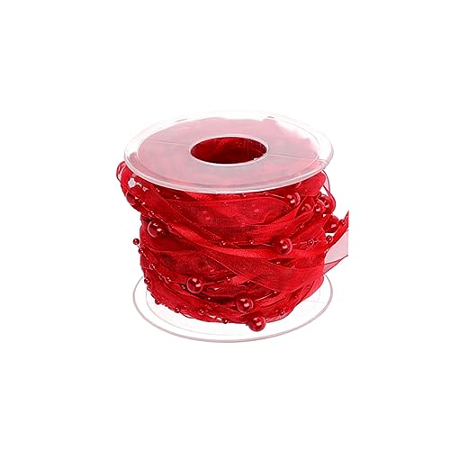 SEWACC 1 Rolle Geschenkband Girlande Bänder Lackiert Stifte Blumenband Quaste Hochzeit Sackleinen Trimmen Valentinsgrüße Fleck Lametta Fälschung Schleife Strauß Braut- Perlen Rot von SEWACC