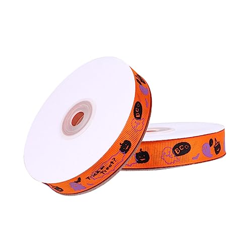 SEWACC 1 Rolle Halloween-geschenkband Schleife Herbstdekoration Wirbelt Aufkleber Ornamente Braunes Band Fallen Halloween -taschen Randbereich Halloween-kabelband Funkeln Orange Polyester von SEWACC