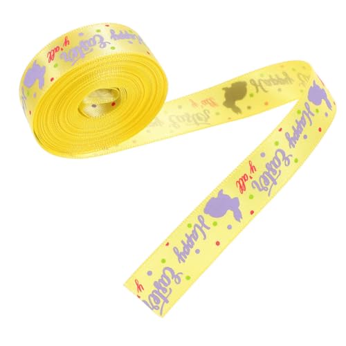 SEWACC 1 Rolle Osterband ribbon schienbeinschoner tape ostegeschenke geschenkband ostern Osterhandwerk Wickelband Streamer Banddekoration Band für die Osterdekoration Polyester Yellow von SEWACC