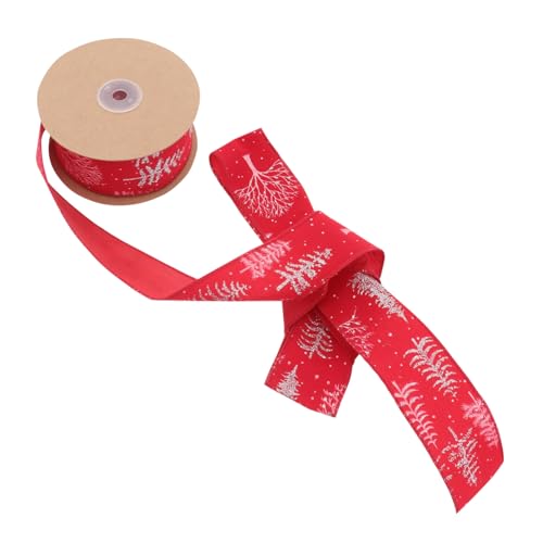 SEWACC 1 Rolle Weihnachtsband Sackleinen Telefonperlen weiß Bogen grüne Pflanzendekoration Ringband seidenband ribbon festivalbänder DIY zubehör für kuchen Weihnachts-Design-Band Schleife von SEWACC