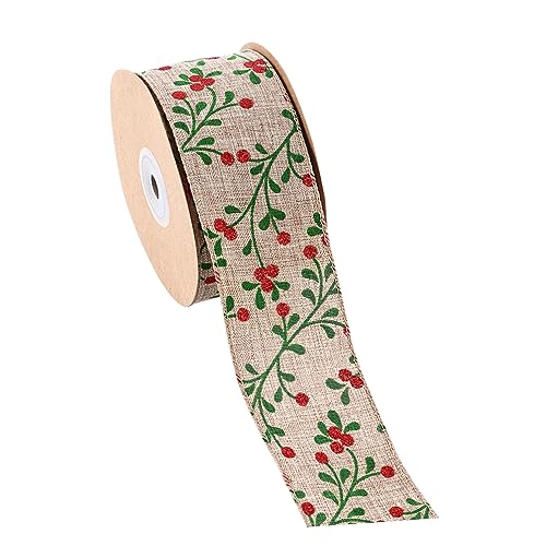 SEWACC 1 Rolle Weihnachtsband Weihnachtsbaumspitze Schleife Wickelband Sackleinen Gold weihnachtsbaumschmuckband seidenband ribbon bandalette Weihnachtsbastelband Weihnachts-Design-Band von SEWACC