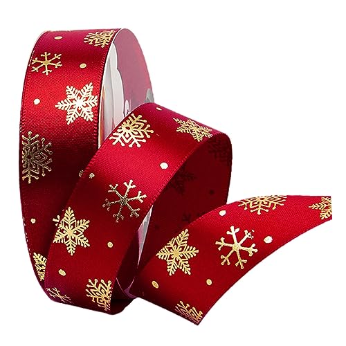 SEWACC 1 Rolle Weihnachtsband seidenband ribbon christmas weihnachtsbaumdeko weichnachtsgeschke Gold Jute-Spitzenband Band zum Verpacken Paketband Verpackungsband Polyester rot von SEWACC